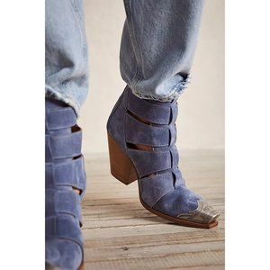Free People Brayden Fisherman Western Brayden Heel Boots Size 39 in Blue Suede